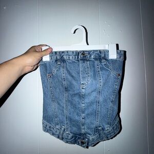 Women Zara Light Blue Denim Jean corset